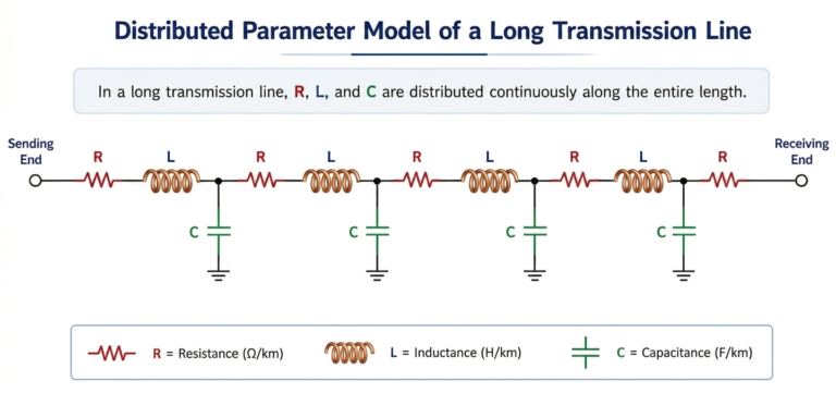 Distributed parameter model — infinite cascade of R-L-C segments