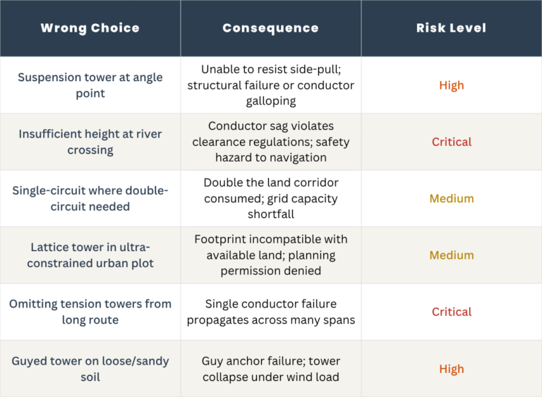 Engineering Impact of Tower Selection